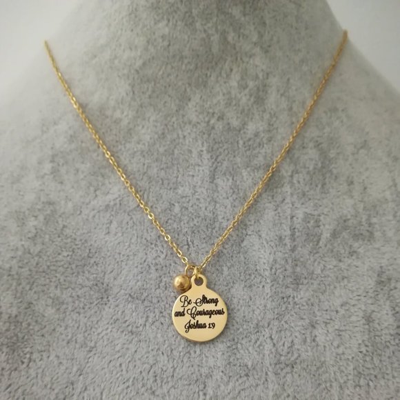 Gold Christian Bible Verse Scripture Necklace - Picture 2 of 3